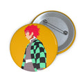 Demon Slayer Tanjiro Minimalist Pin Button — Anime Enamel-Style Badge (Colour Personalization)