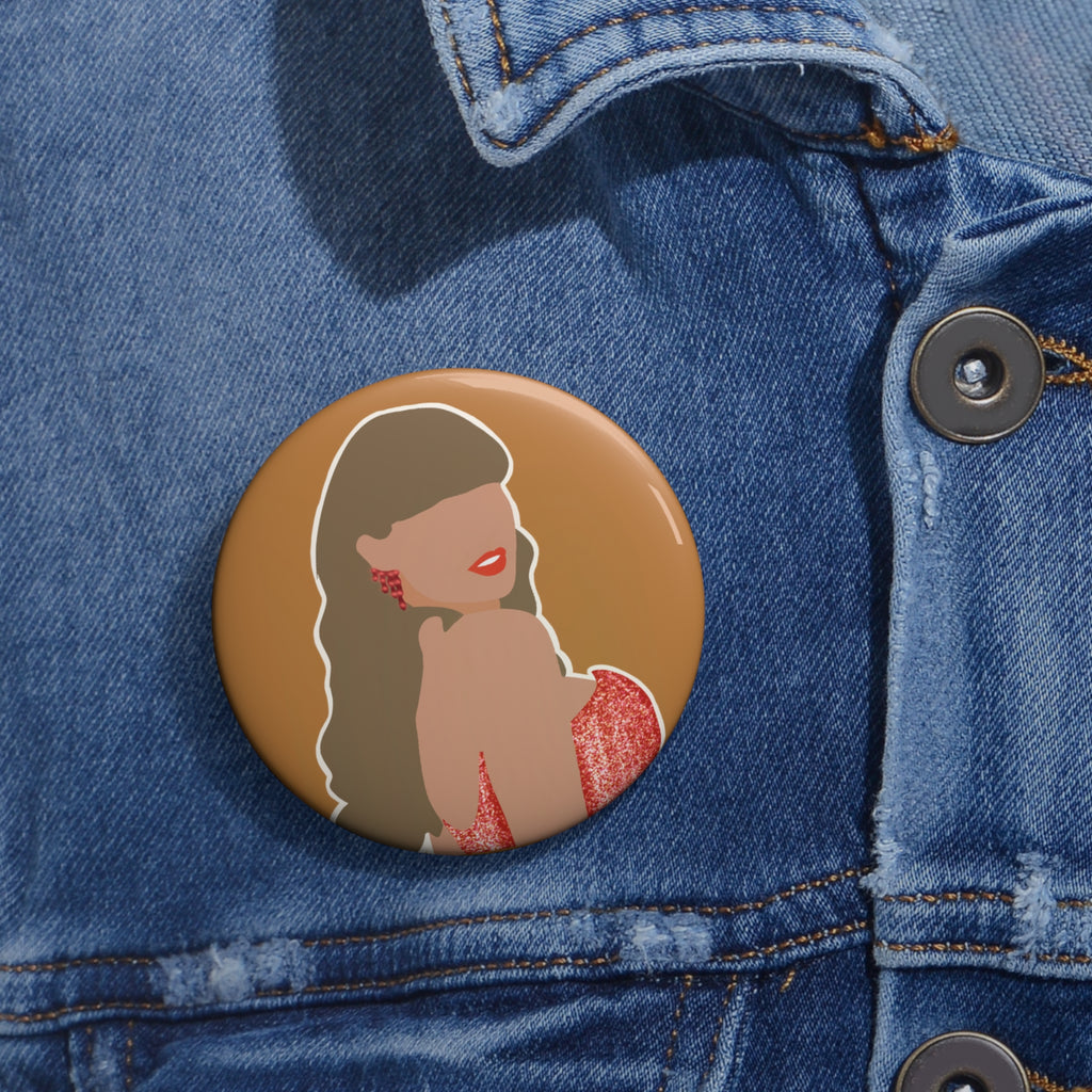 TS Red Dress Pin Button — Custom Musician Badge (Colour Personalization)