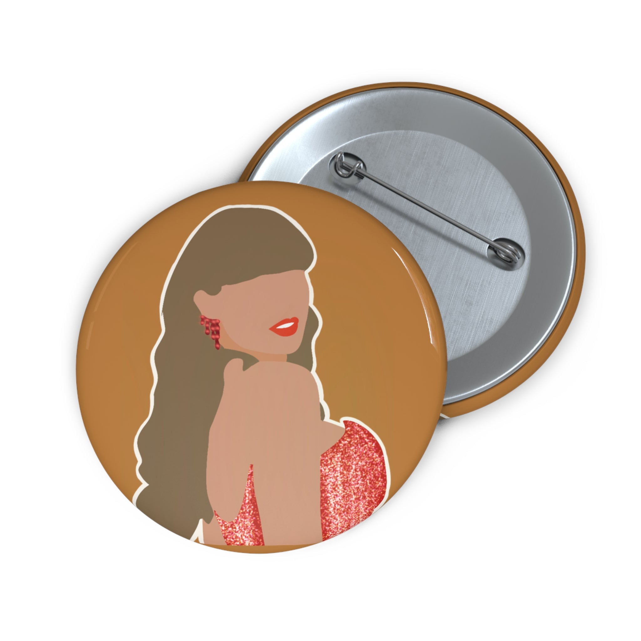 TS Red Dress Pin Button — Custom Musician Badge (Colour Personalization)